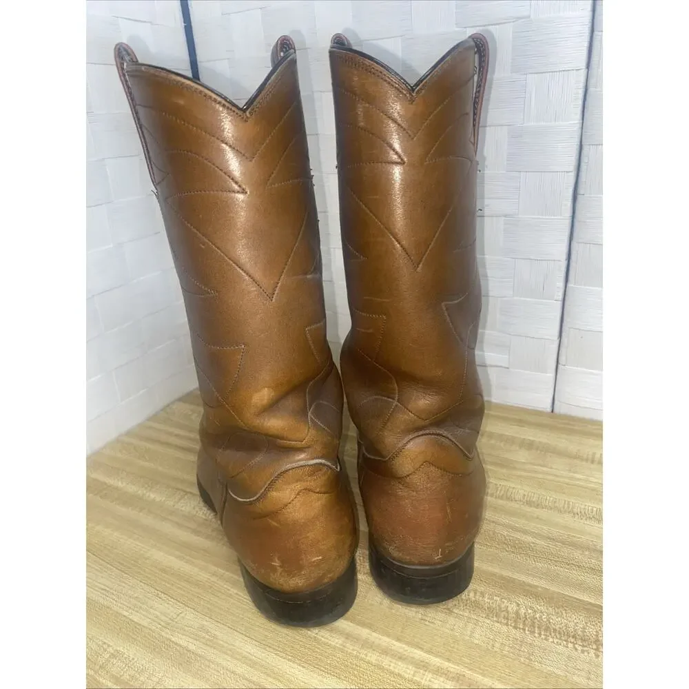 Hondo VTG 12” Tall Leather Western Cowboy Bulldog Heel Men Boots 8.5D